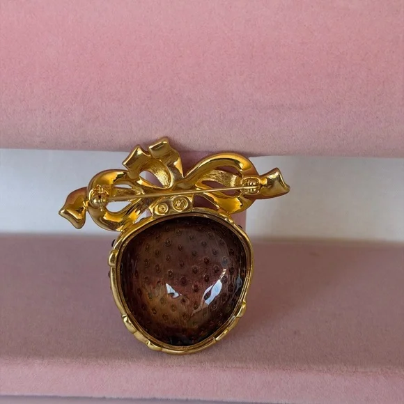 Authentic Vintage Swarovski Purple Crystal Christmas Ornament Brooch - Gold Tone